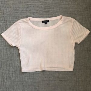Topshop Pink Ribbed Crop Top
